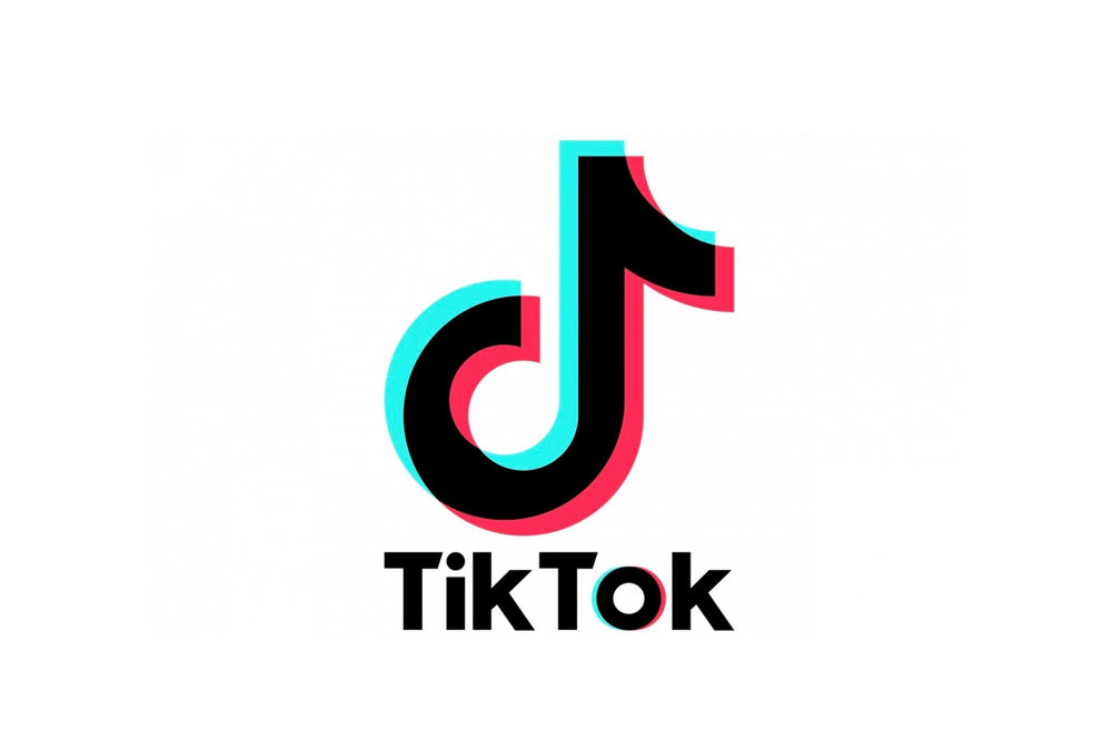 TikTok logo centered on a plain white background, with the black TikTok wordmark below the music note icon.